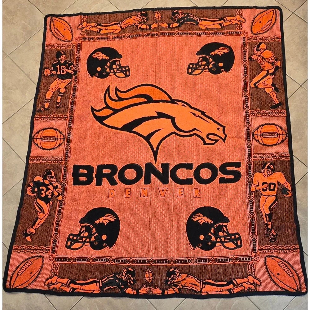 Vintage NFL Denver Broncos Large‎ Heavy Throw Blanket 74